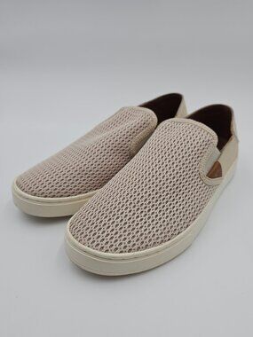 Olukai Pehuea Slip On Comfort Summer Shoes Sneakers Taupe Tan Womens Size US 7.5